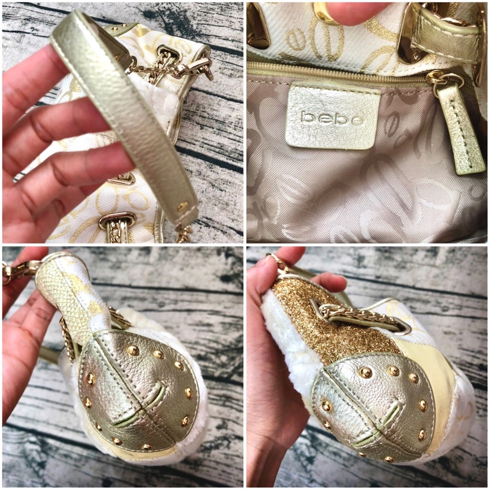 BEBE⚡️Metallic Gold Patchwork Studded Mini Bag - Picture 4 of 7